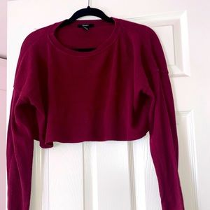 FOREVER 21 - Cropped Long Sleeve, Burgundy, Size Small